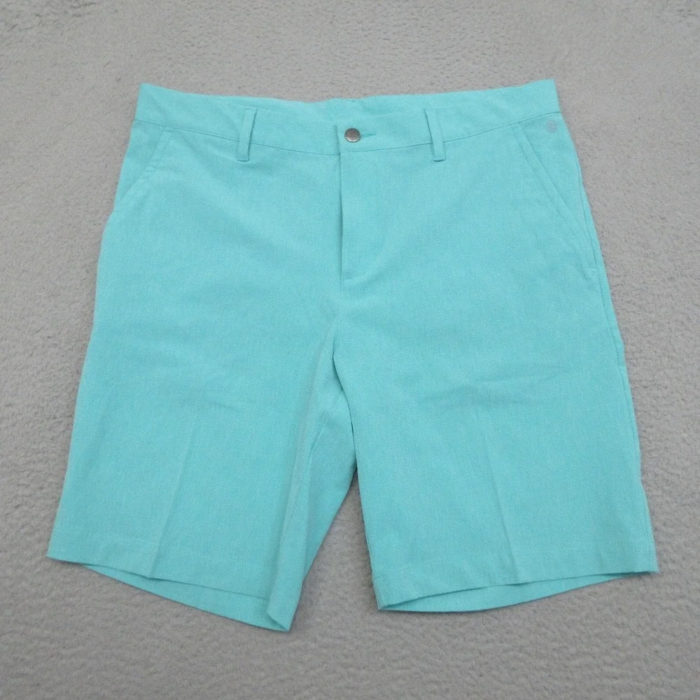 Adidas Crosshatch Golf Shorts Men 34x10 Green Stretch Performance Preppy Resort